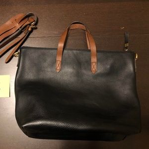 Madewell Black/Brown Zip Top Transport Carryall